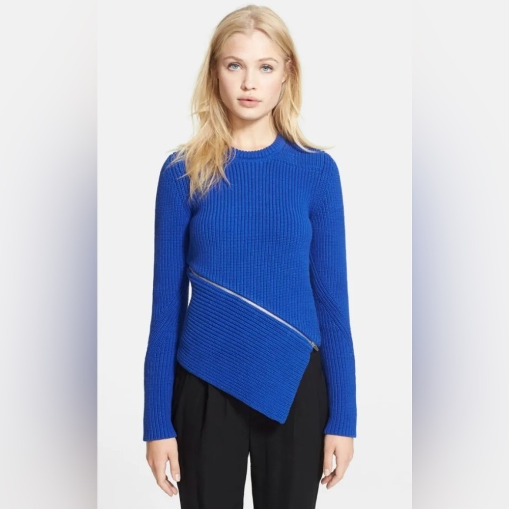 ALEXANDER WANG Asymmetrical Knit Zipper Sweater, Size M‎